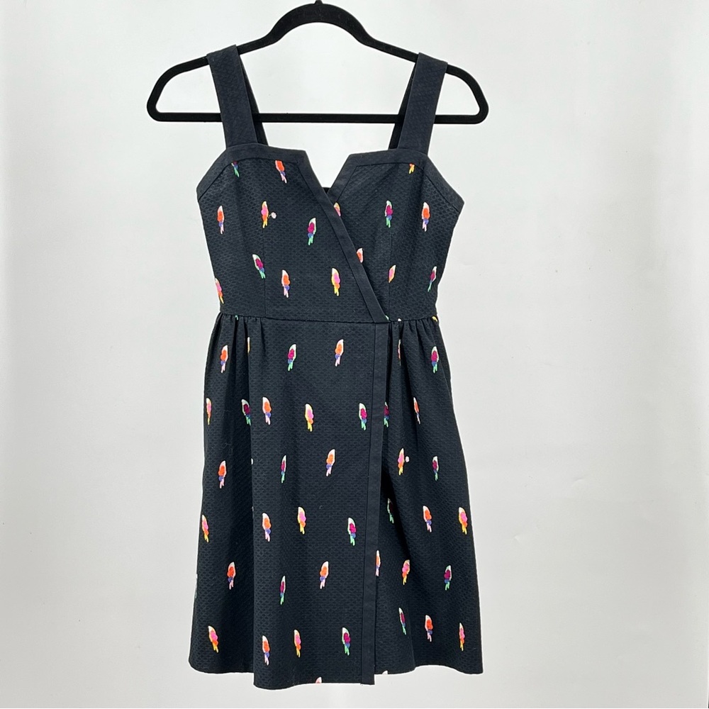 Kate Spade Black Flock Party Mini Dress